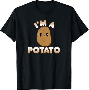 Funny Potato Costume Cute Kawaii Style Smiling I'm A Potato T-Shirt - T-Shirt | Black