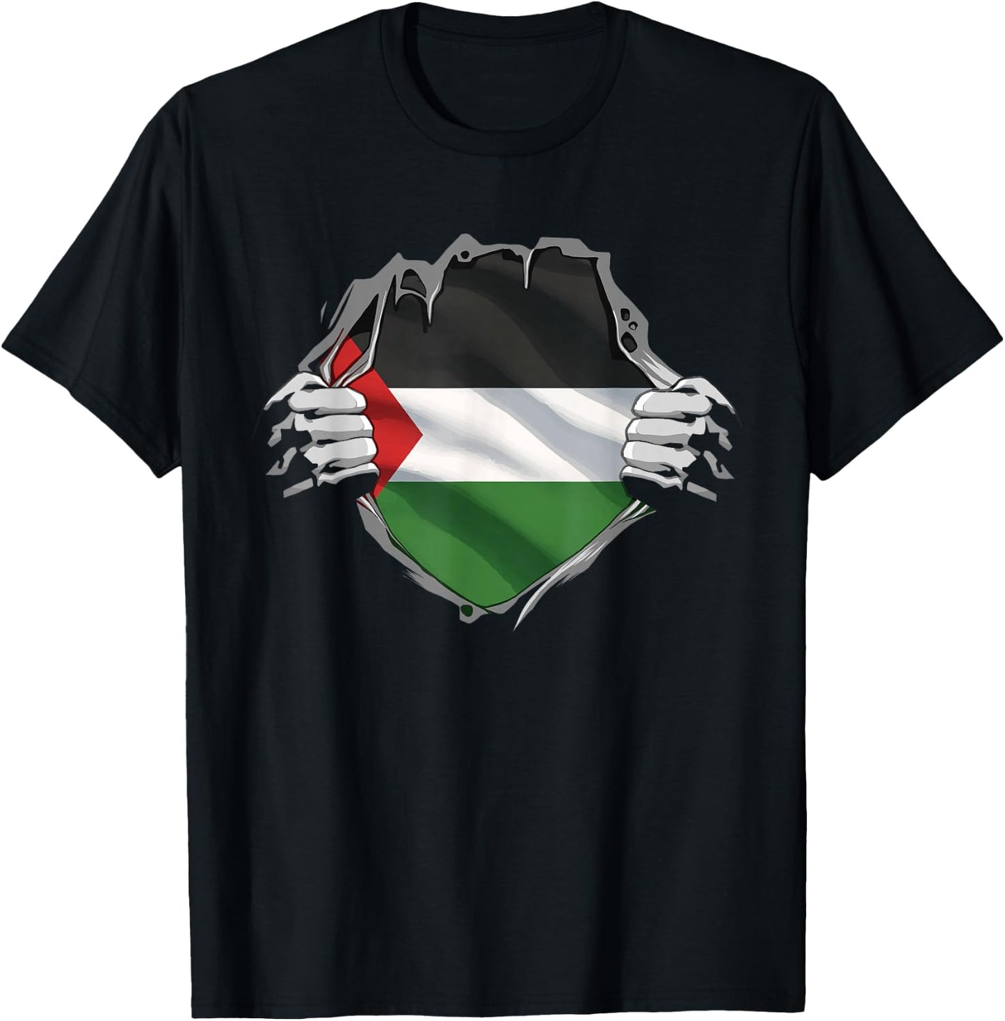 Palestine Shirt Palestinian Flag Arabic Roots Heritage DNA T-Shirt - T-Shirt | Black