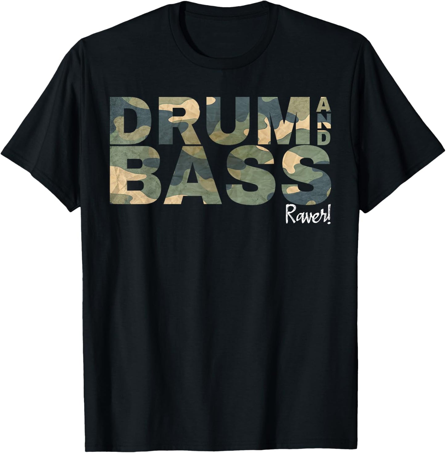 Drum And Bass Raver DNB Jungle Music Love Camo Drum And Bass T-Shirt - T-Shirt | Black