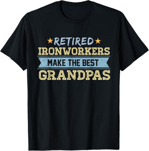 Retired Ironworker Grandpa Retirement Gift Union T-Shirt - T-Shirt | Black