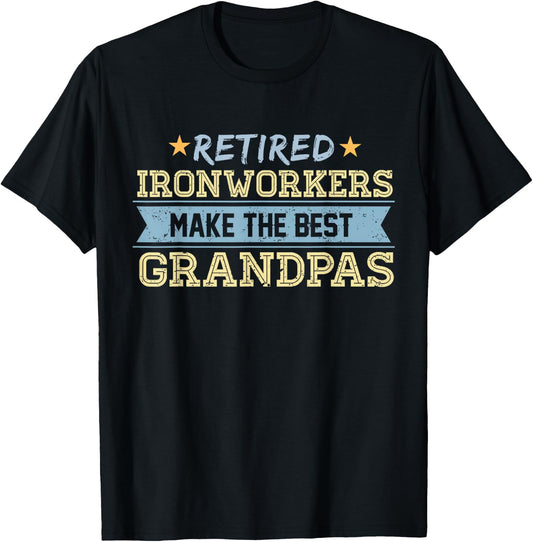 Retired Ironworker Grandpa Retirement Gift Union T-Shirt - T-Shirt | Black