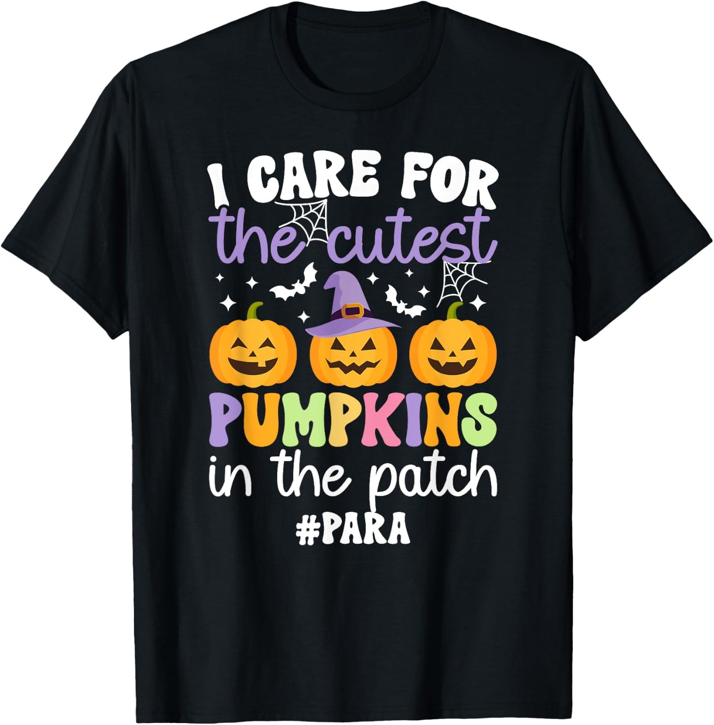 Cutest Pumpkins Spooky Para Halloween Paraprofessional T-Shirt - T-Shirt | Black