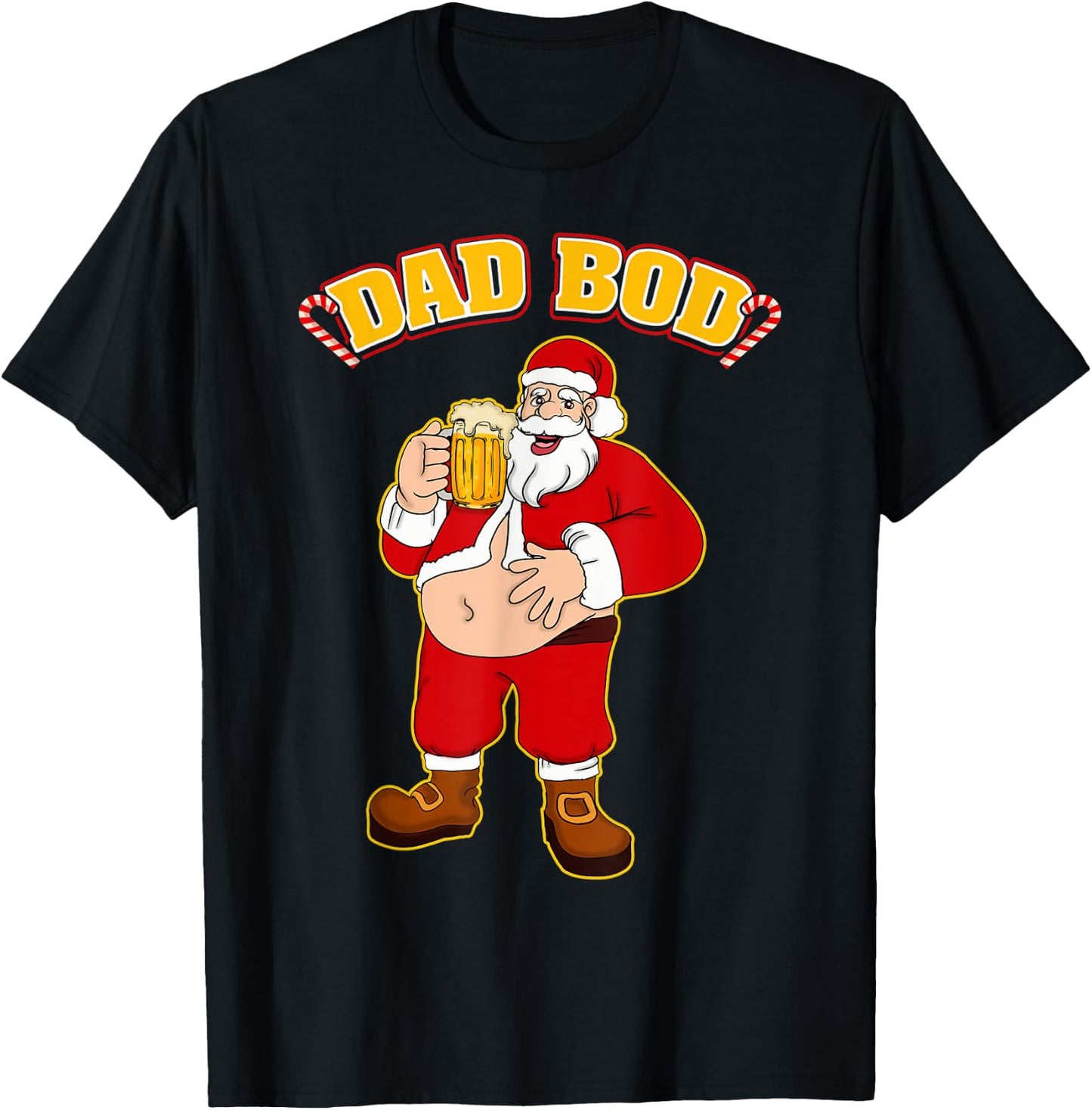 Santa Belly DAD BOD Funny Christmas Beer Belly T-Shirt - T-Shirt | Black