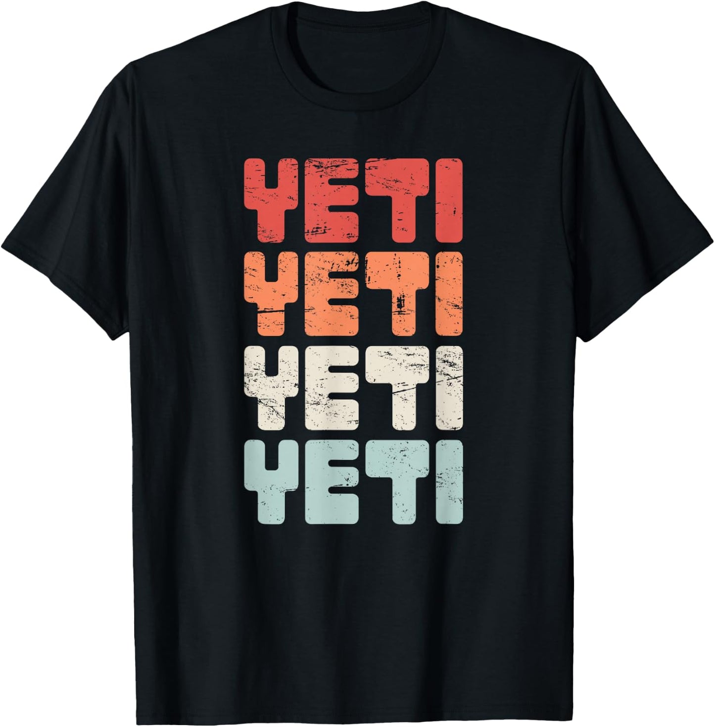 Retro Distressed YETI Bigfoot Vintage T-Shirt - T-Shirt | Black