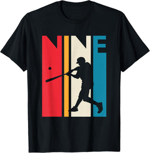 9th Birthday Gift Nine Vintage Baseball Birthday 9 Year Old T-Shirt - T-Shirt | Black