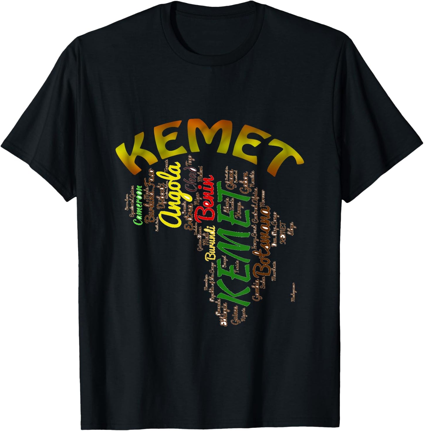 Africa, Kemet, Egyptian Style African Continent Word Cloud T-Shirt - T-Shirt | Black