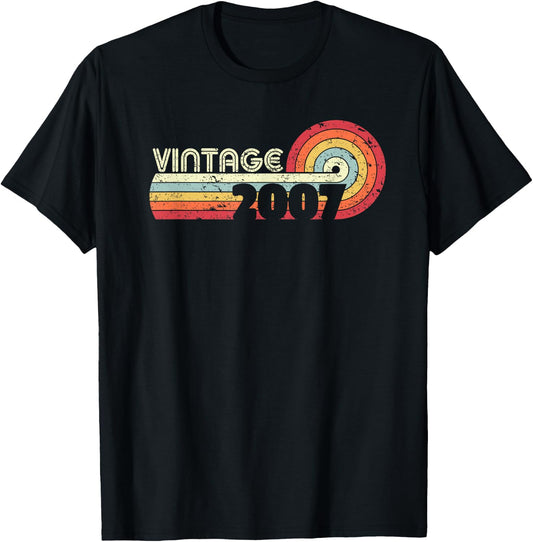 2007 Vintage Shirt, Birthday Gift . Retro Style T-Shirt - T-Shirt | Black