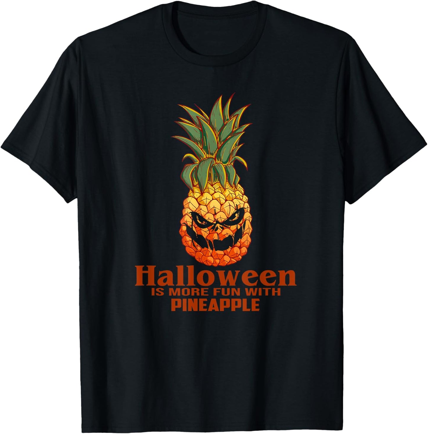 Scary Halloween Pineapple Pumpkin Fun Costume T-Shirt - T-Shirt | Black