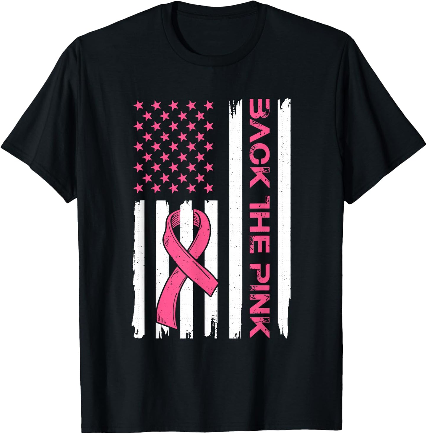 Back The Pink Breast Cancer Awareness Flag Toddler Women Men T-Shirt - T-Shirt | Black