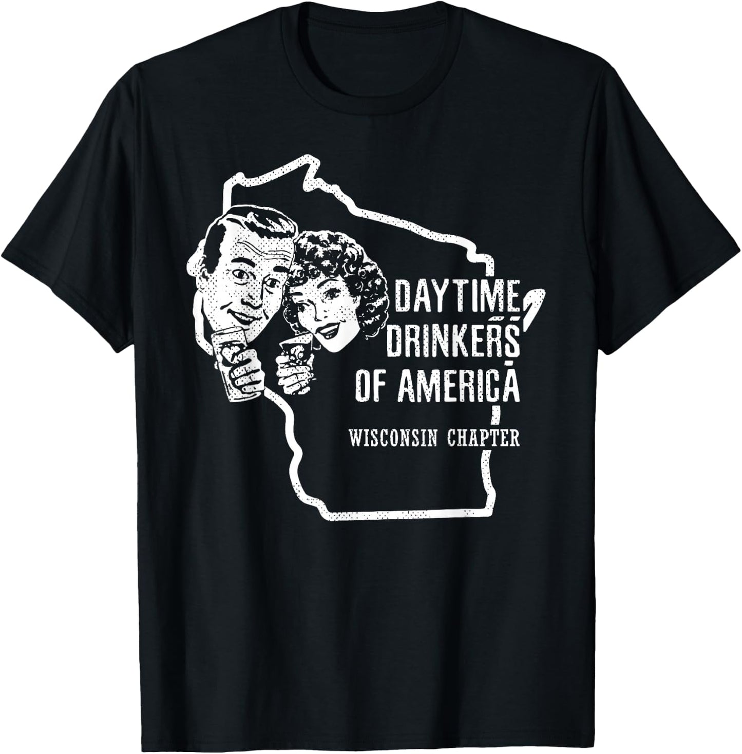 Wisconsin Day Drinking Shirt Beer Wine Drinker Alcohol Gift T-Shirt - T-Shirt | Black