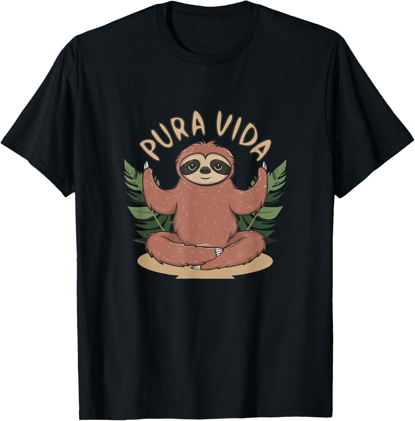 Pura Vida Costa Rica Yogi Sloth Meditation - Costa Rican T-Shirt - T-Shirt | Black