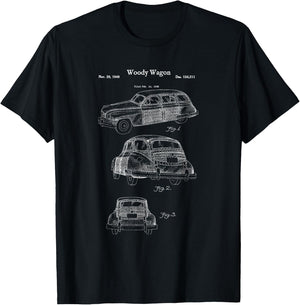 Vintage Woody Station Wagon Shirt - Woodie Automobile Car T-Shirt - T-Shirt | Black