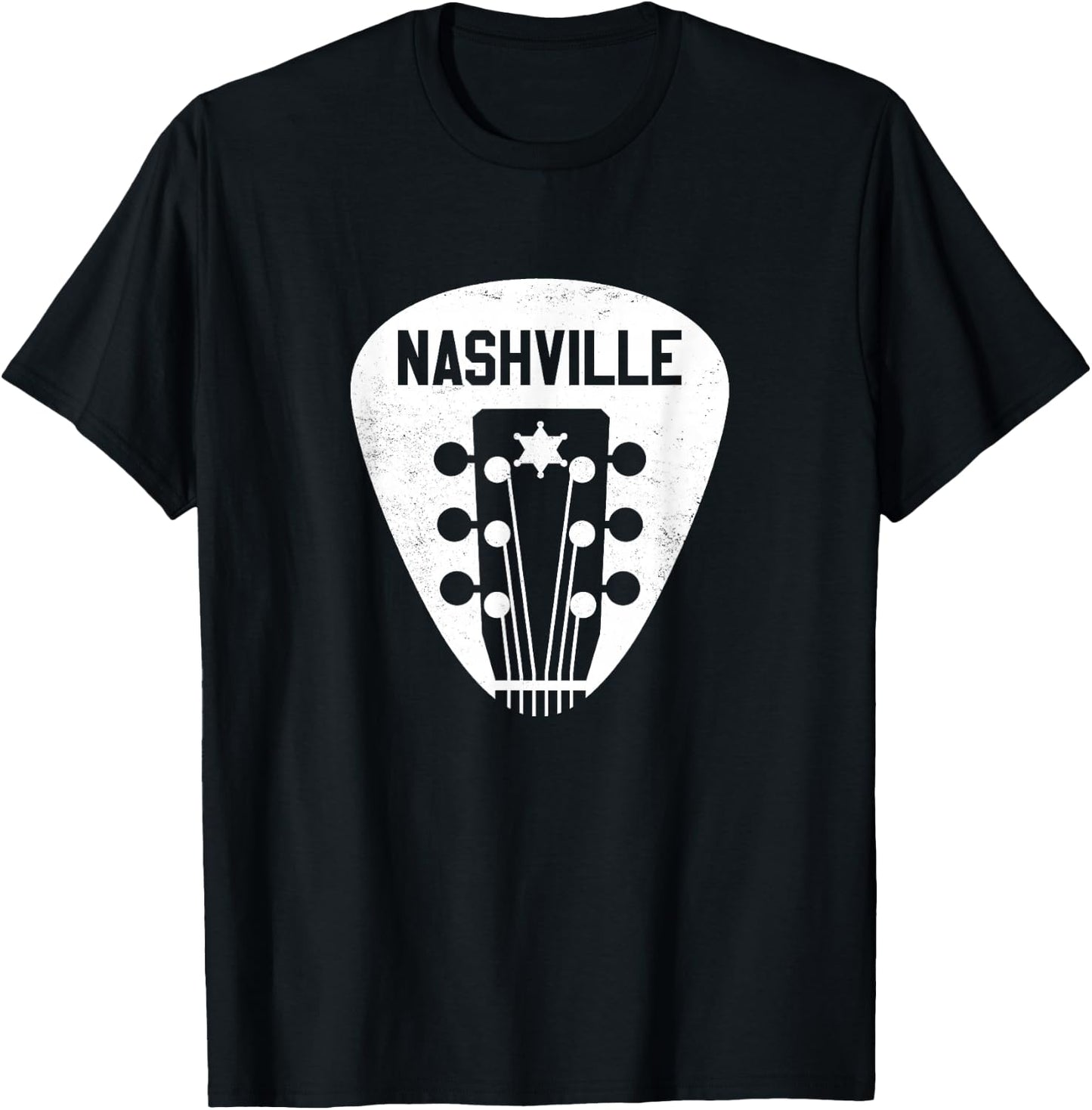 Nashville Guitar Pick Country Music City Guitarist T-Shirt - T-Shirt | Black