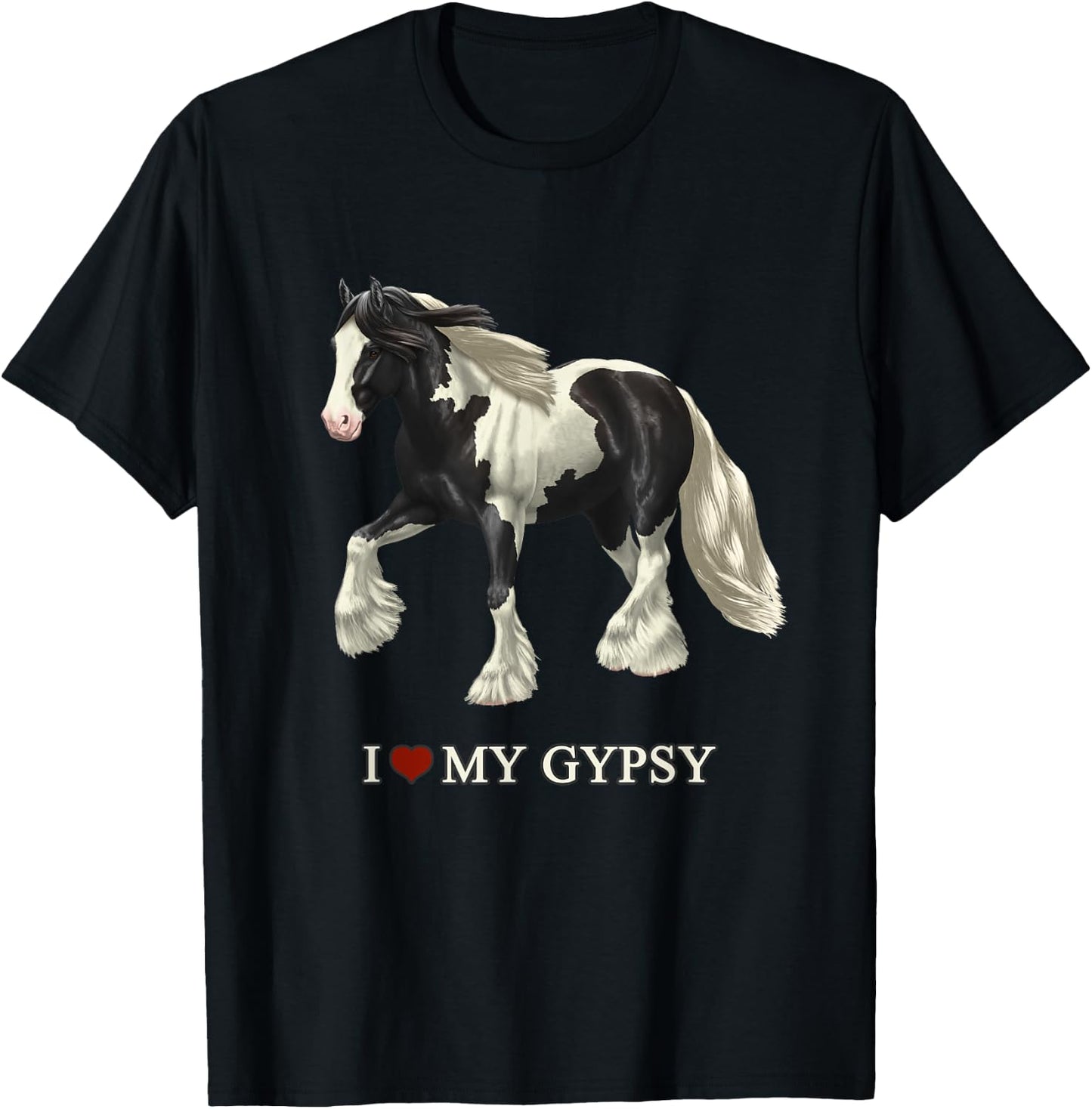 I Love My Black Pinto Gypsy Vanner Horse T-Shirt - T-Shirt | Black