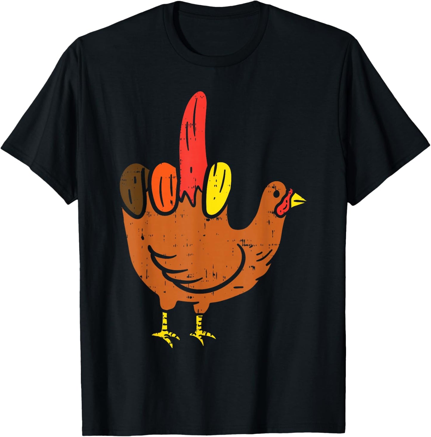Middle Finger Hand Turkey Funny Offensive Thanksgiving Gift T-Shirt - T-Shirt | Black