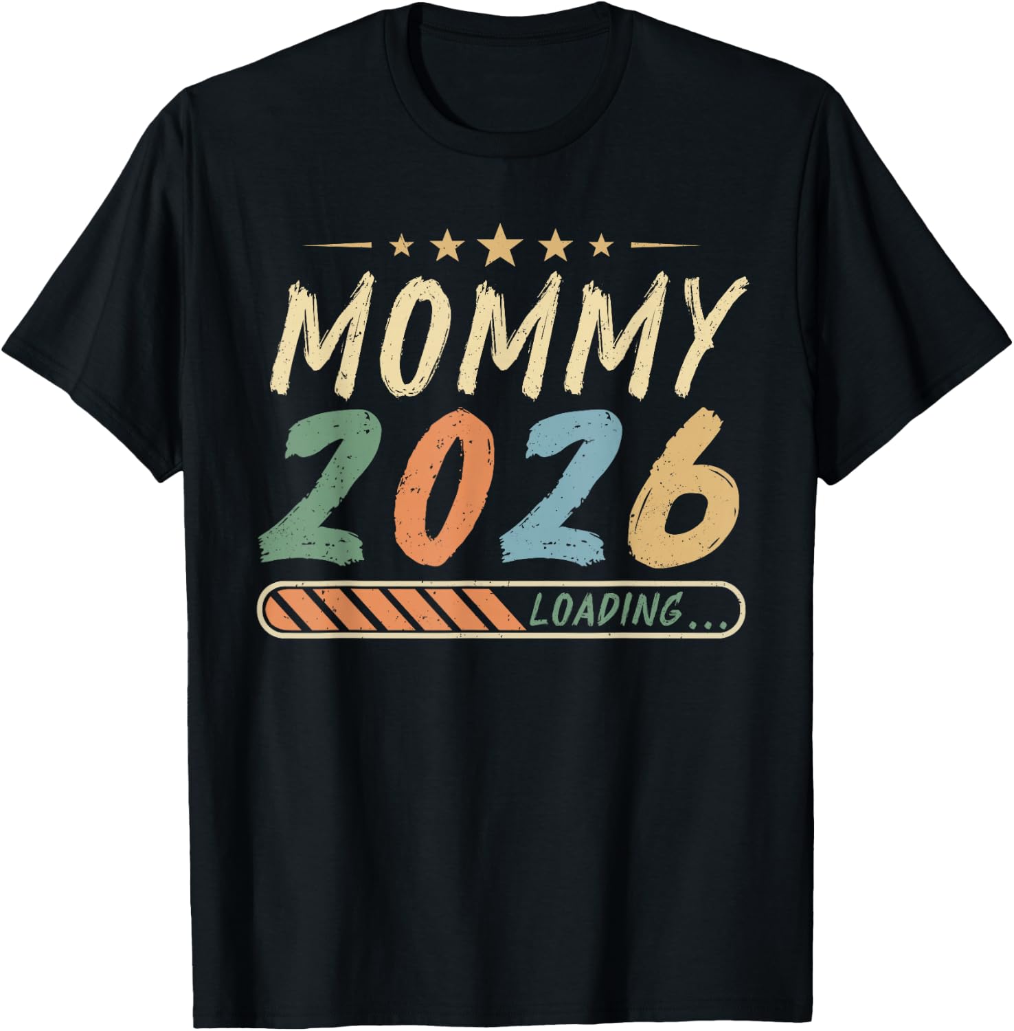 Vintage Mommy 2026 Loading Pregnancy Announcement T-Shirt - T-Shirt | Black