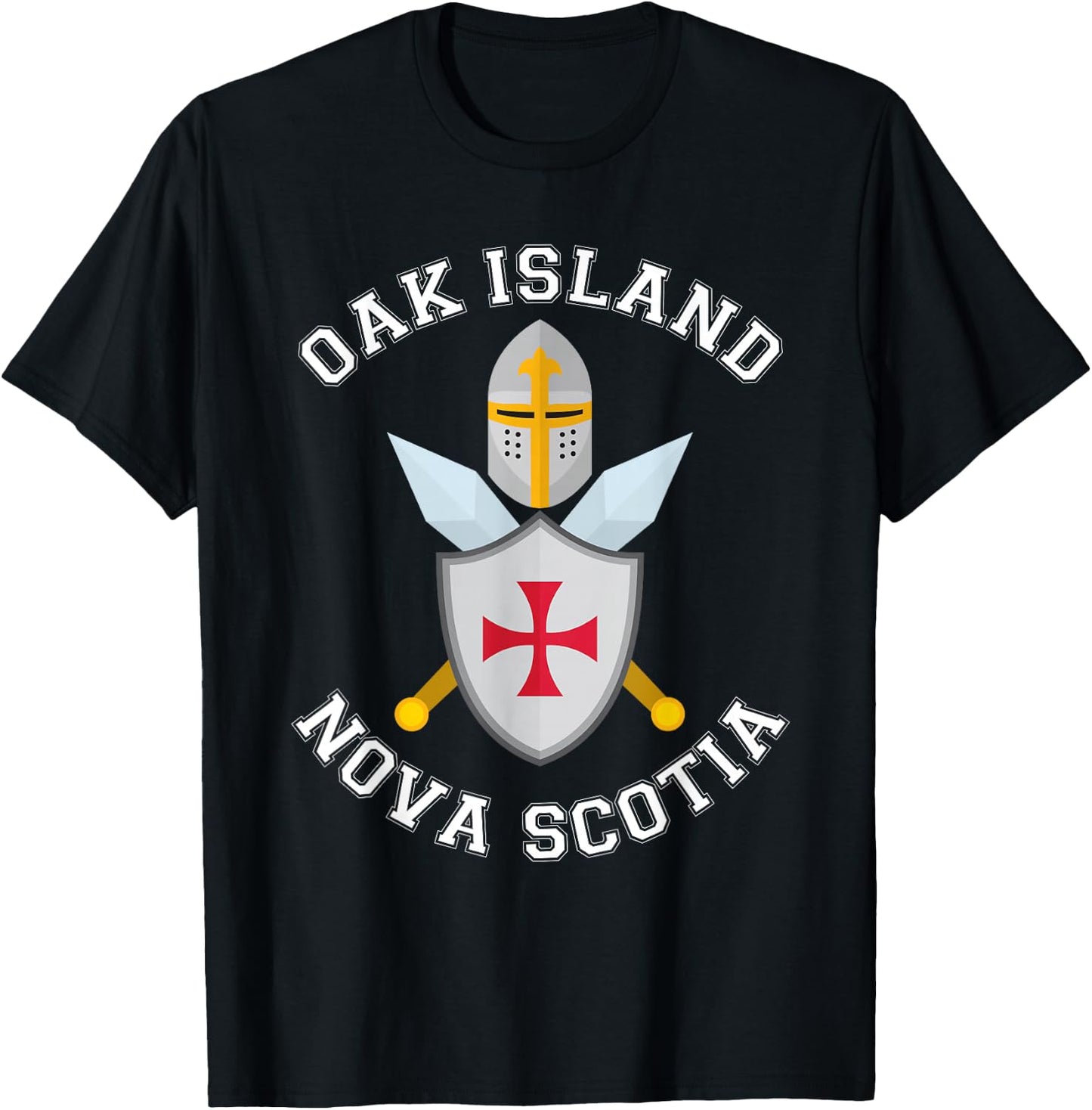 Oak Island Nova Scotia Shield and Helmet T-Shirt - T-Shirt | Black