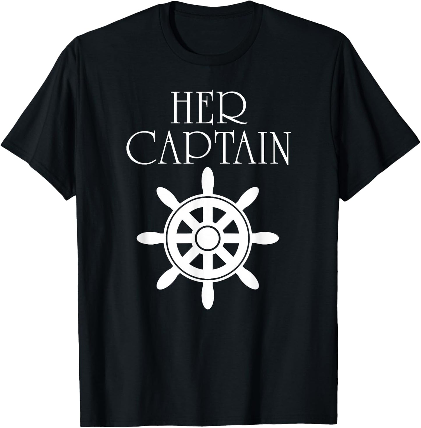 Funny Cruise Her Captain His Anchor Couple T-Shirt - T-Shirt | Black