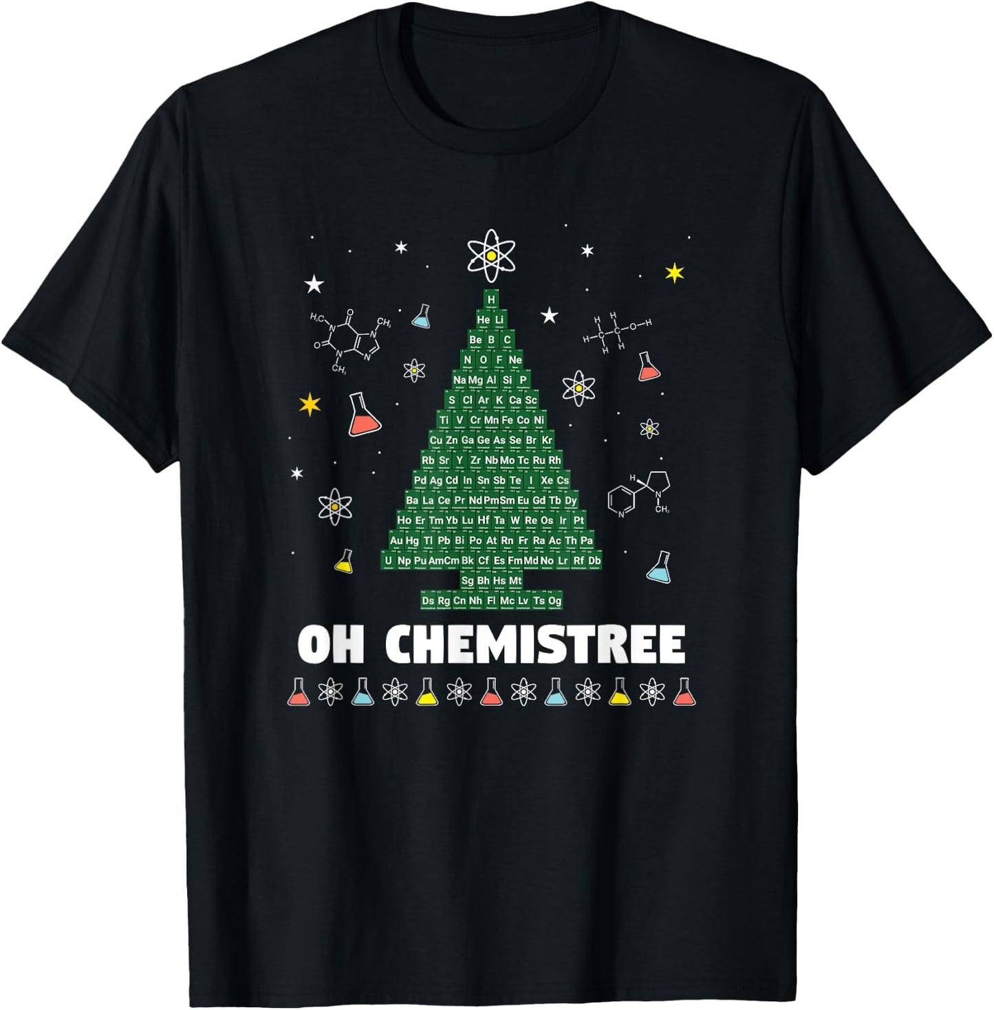 OH CHEMISTREE Periodic Table Chemistry Christmas Tree T-Shirt - T-Shirt | Black
