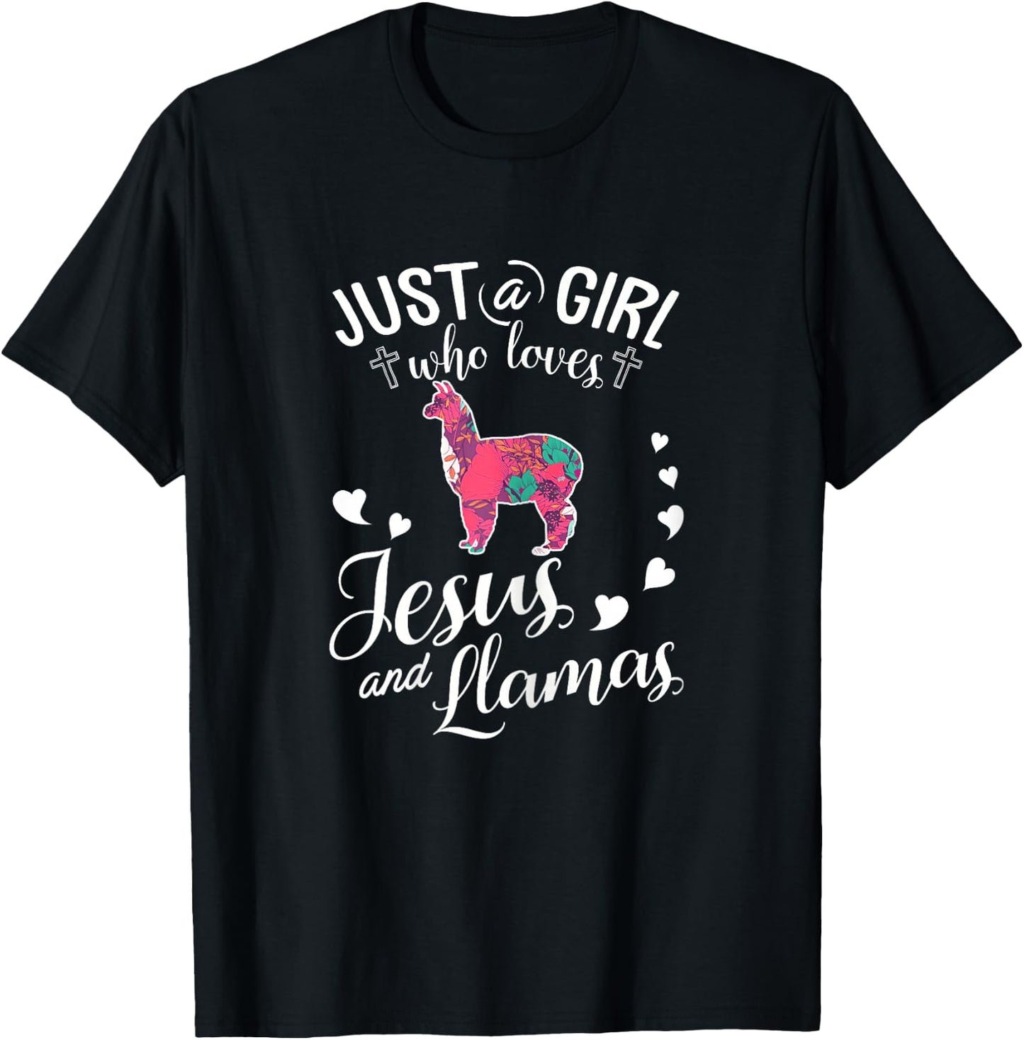 Just A Girl Who Loves Jesus And Llamas T Shirt Farmer Lover T-Shirt - T-Shirt | Black