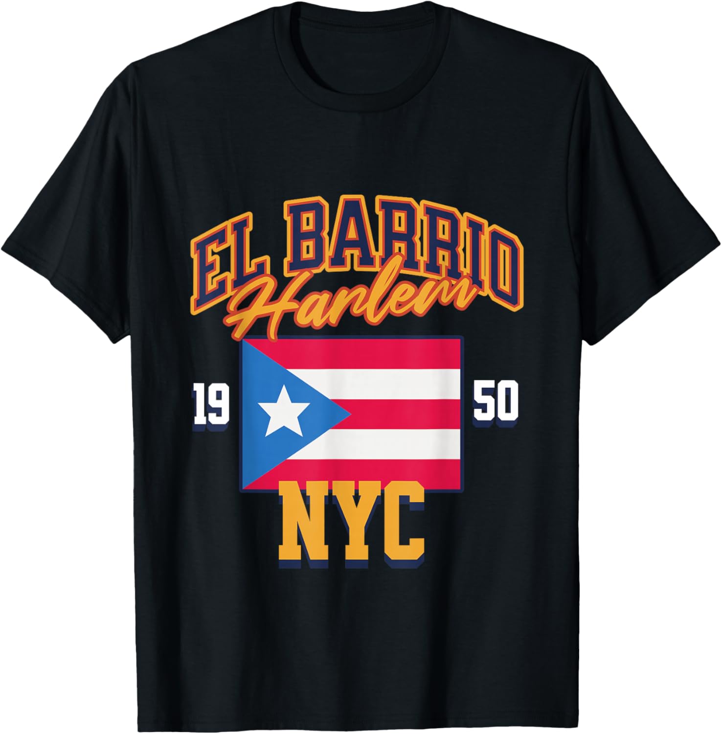 El Barrio Harlem NYC Pride Puerto Rico Flag T-Shirt - T-Shirt | Black