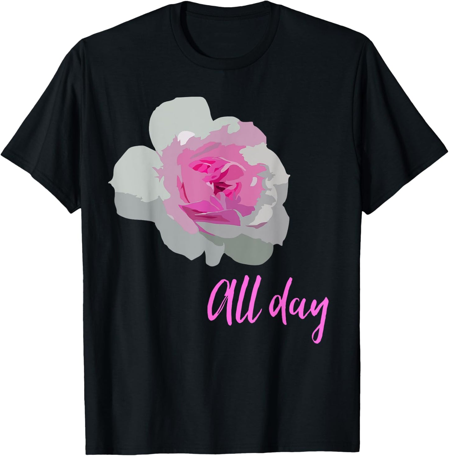 Rose All Day - Cute Wine T-Shirt - T-Shirt | Black