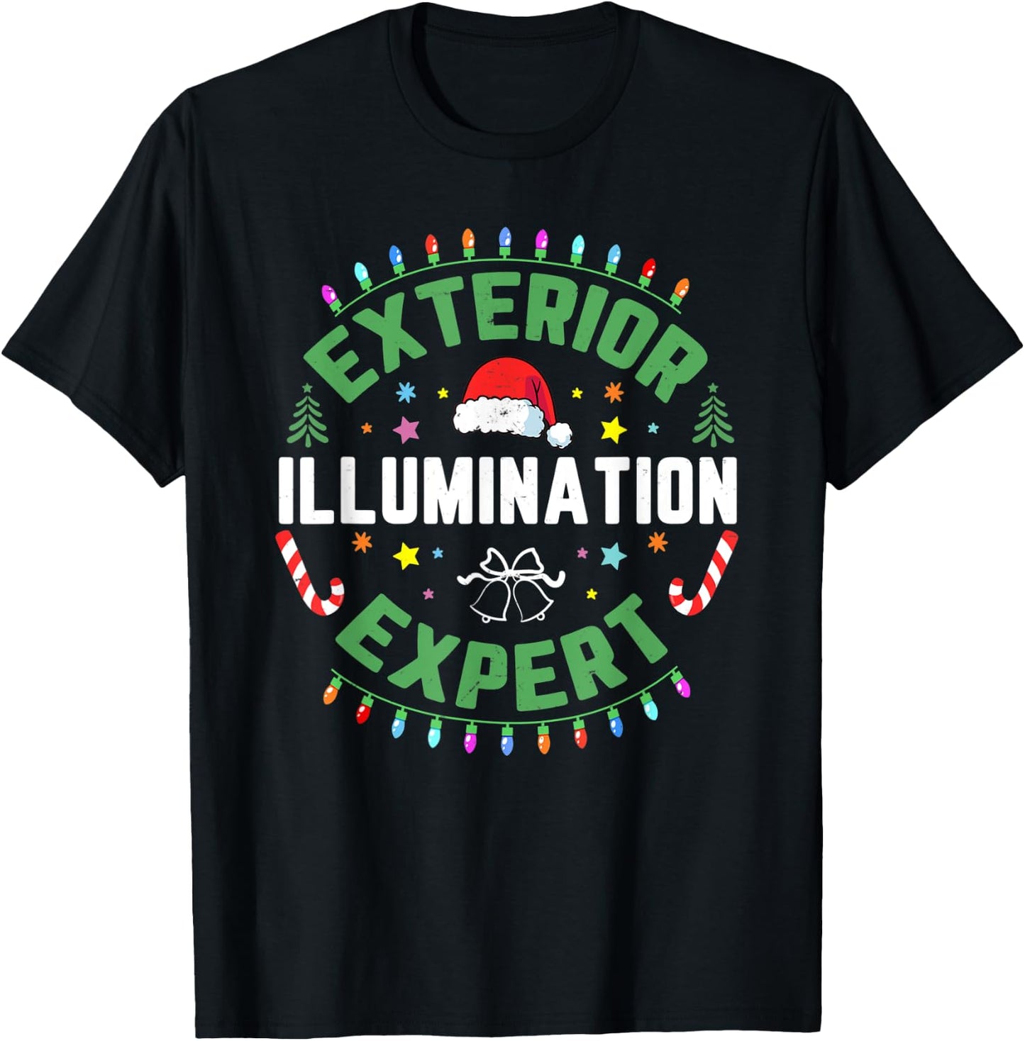 Exterior Illumination House Decor Expert Funny Christmas T-Shirt - T-Shirt | Black