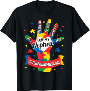 Autism Awareness Shirt Nephew Aunt Uncle Puzzle Boys T-Shirt - T-Shirt | Black