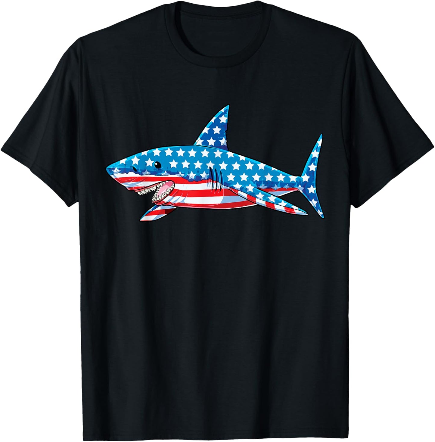 Shark 4th of July American Flag Boys Kids Men Jawsome Youth T-Shirt - T-Shirt | Black