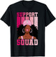 Black Woman Pink Ribbon October Breast Cancer Support Squad T-Shirt - T-Shirt | Black