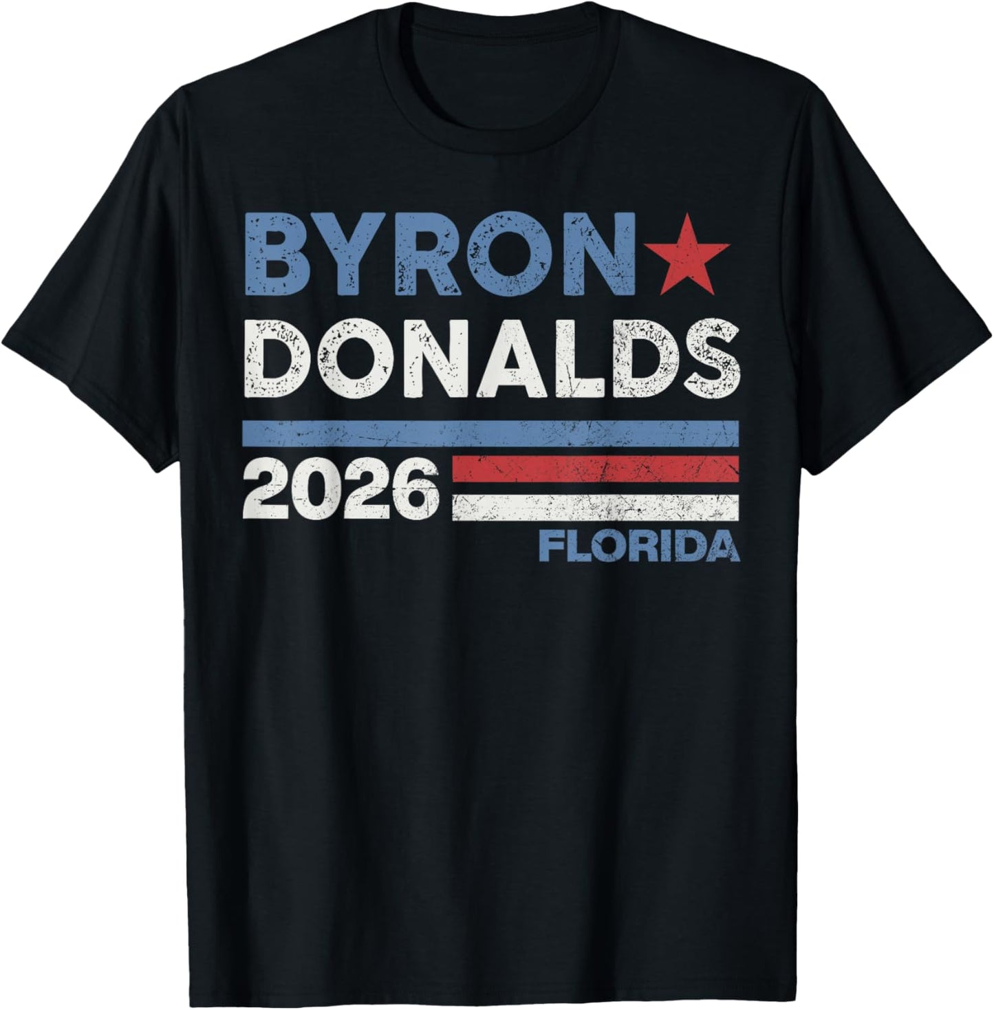 Byron Donalds Florida Governor 2026 US Flag Retro Men Women T-Shirt - T-Shirt | Black