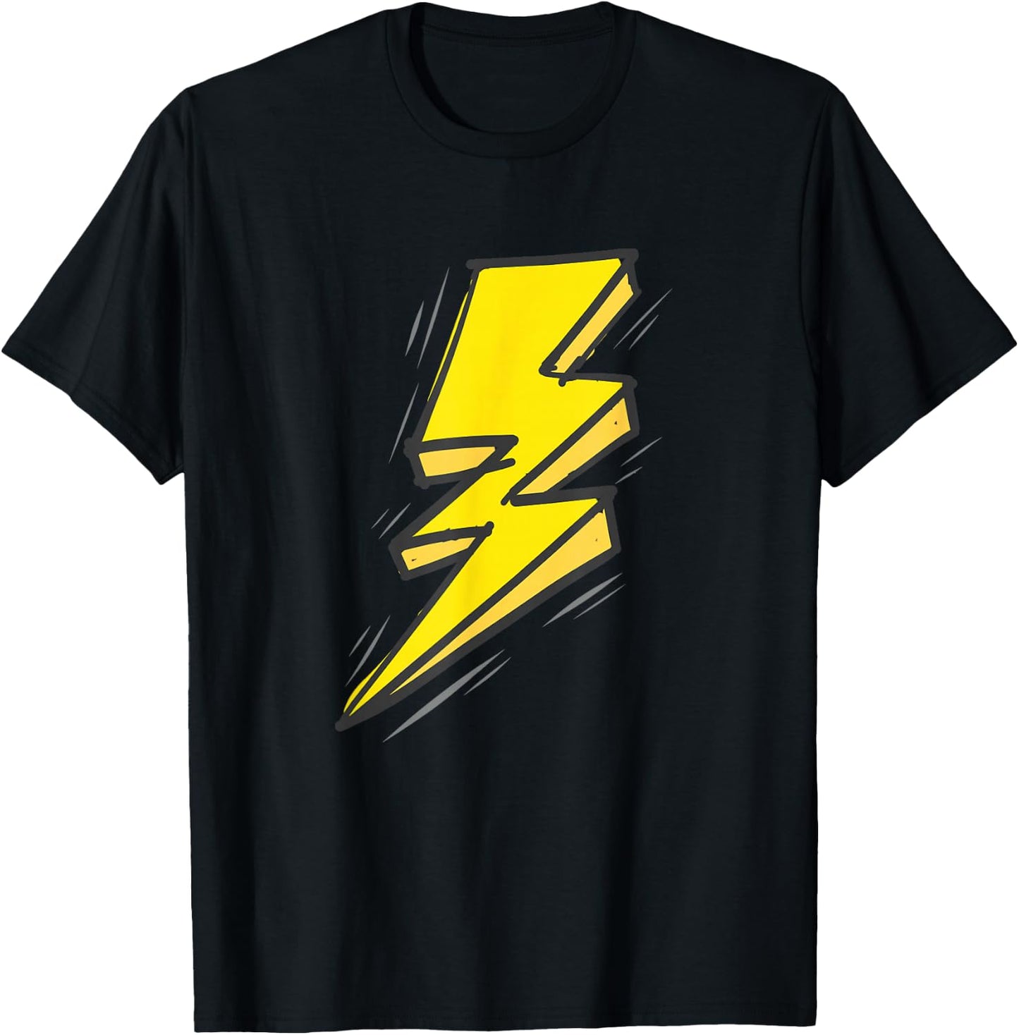 Jagged Yellow Lightning Strike Bolt T-Shirt - T-Shirt | Black