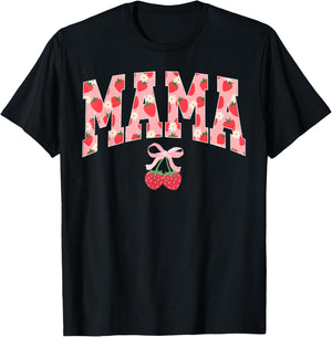 Mama Strawberry Birthday T-Shirt - T-Shirt | Black