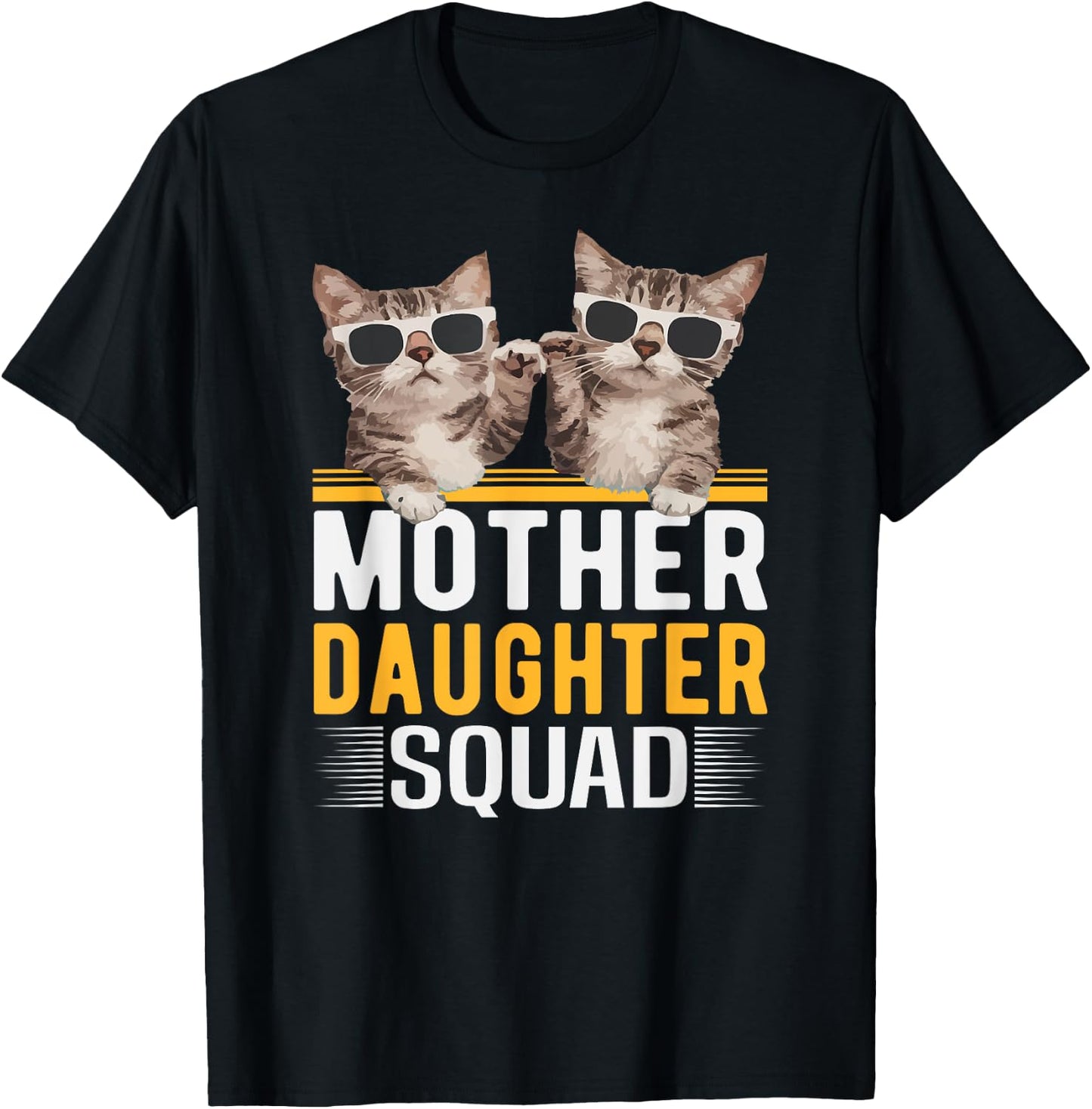 Mother Daughter Squad Cat Fist Bump Matching Men Women Kids T-Shirt - T-Shirt | Black