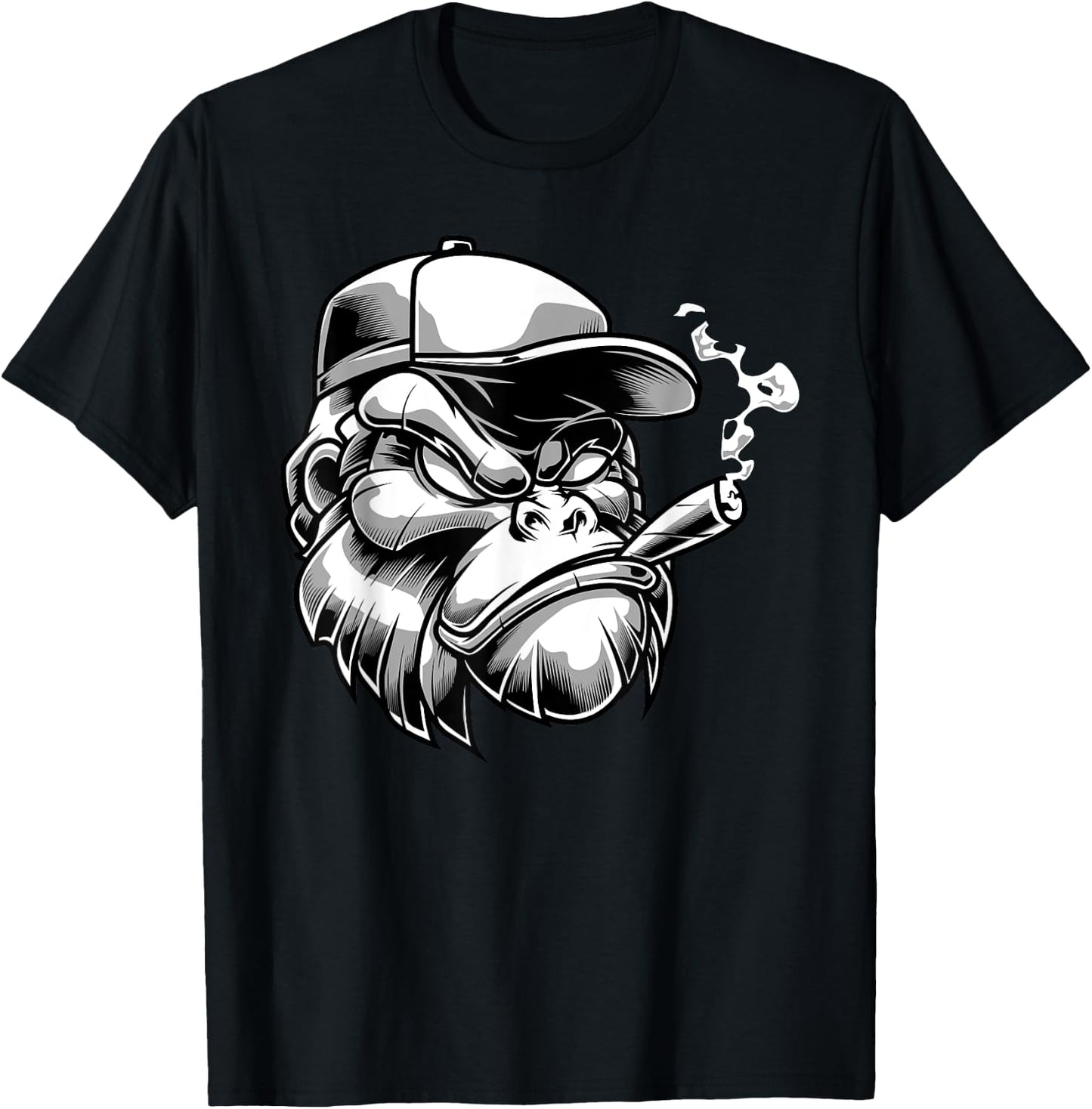Gorilla with Cigar Silver Back Monkey Gift T-Shirt - T-Shirt | Black
