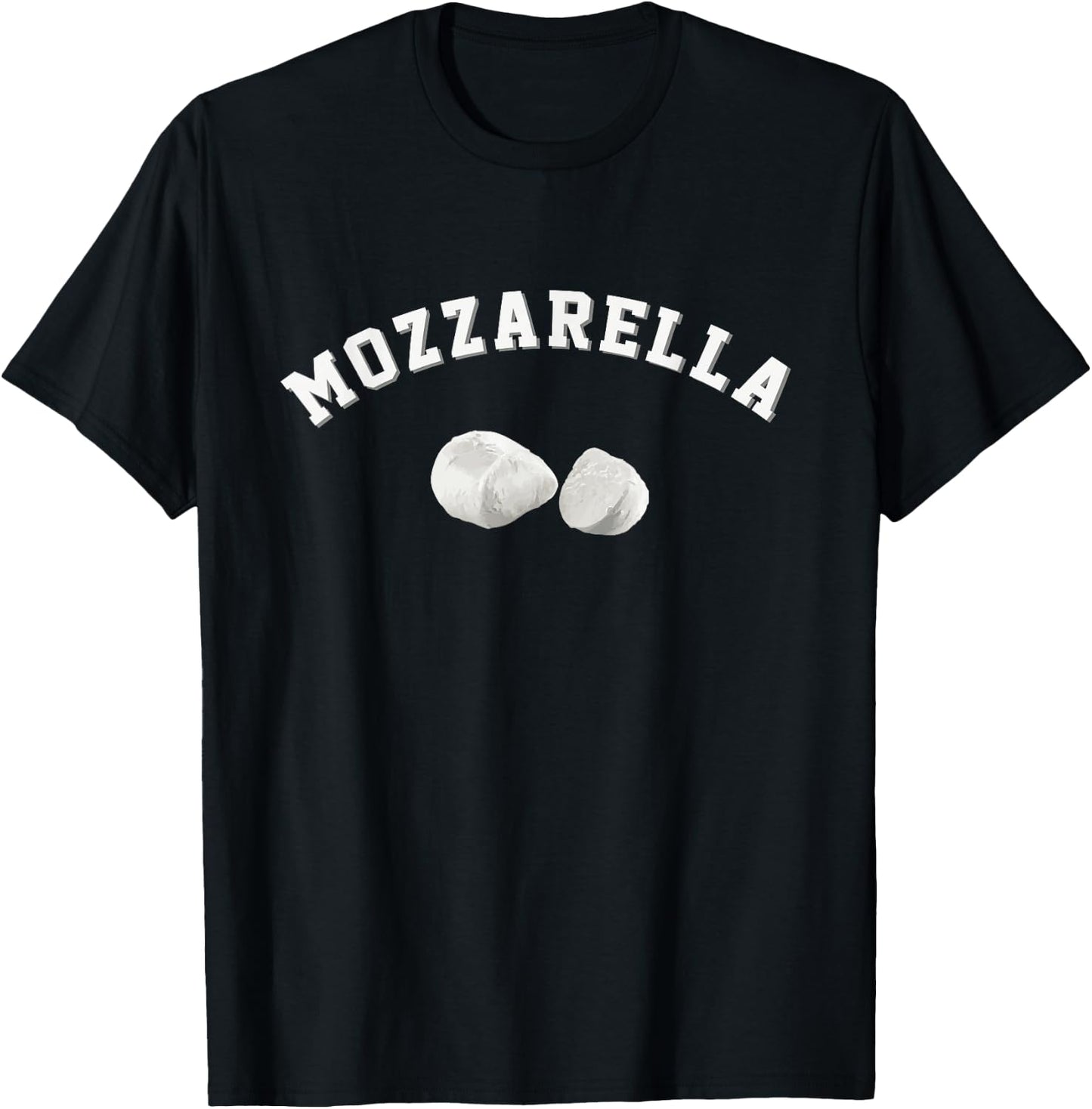 Mozzarella Cheese Funny Food Team Logo English Word Picture T-Shirt - T-Shirt | Black
