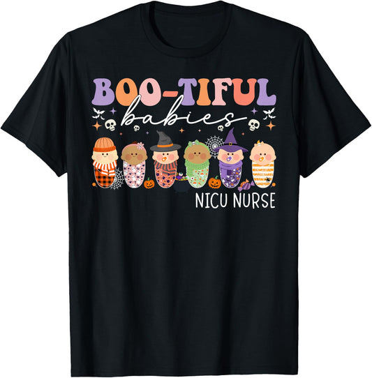 Bootiful Babies NICU Nurse Halloween NICU Nursing T-Shirt - T-Shirt | Black