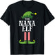 Nana Elf Matching Family Group Christmas Party Pyjamas T-Shirt - T-Shirt | Black