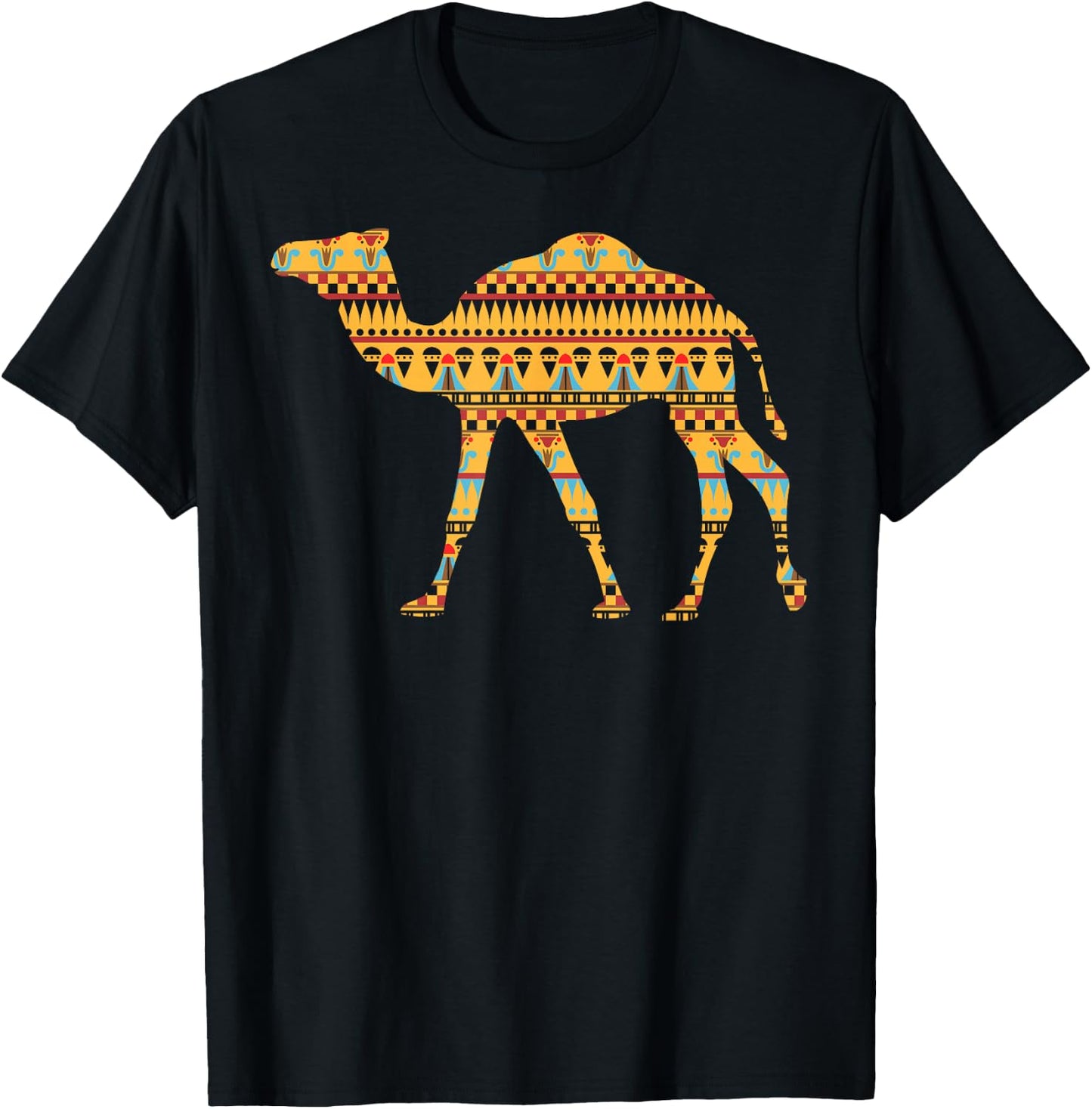 Camel T Shirt Middle Eastern Rug Pattern Women Men Kids T-Shirt - T-Shirt | Black