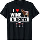 I Love Wine and Goats Funny Farming Drinking Farm Animals T-Shirt - T-Shirt | Black