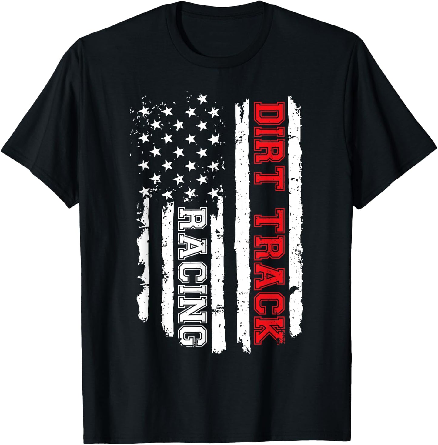 Dirt Track Racing American Flag T-Shirt - T-Shirt | Black