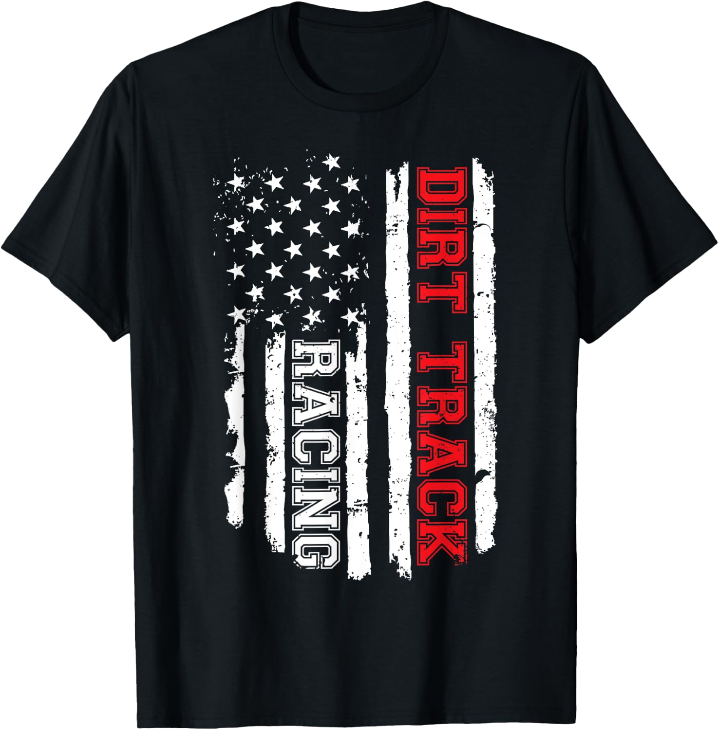 Dirt Track Racing American Flag T-Shirt - T-Shirt | Black