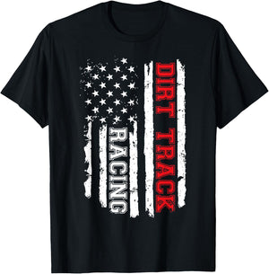 Dirt Track Racing American Flag T-Shirt - T-Shirt | Black