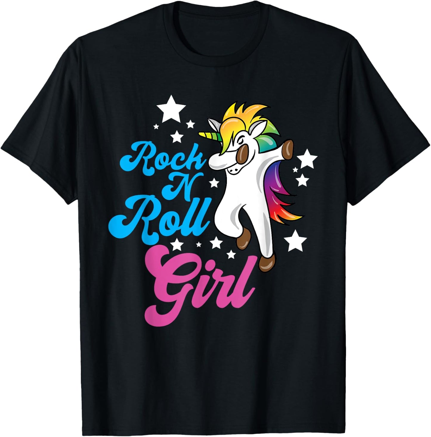 Funny Unicorn Rock n Roll Girl Shirt Rockin Musician Gift T-Shirt - T-Shirt | Black