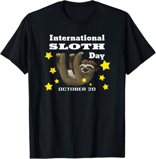 Sloth for International Sloth Day T-Shirt - T-Shirt | Black
