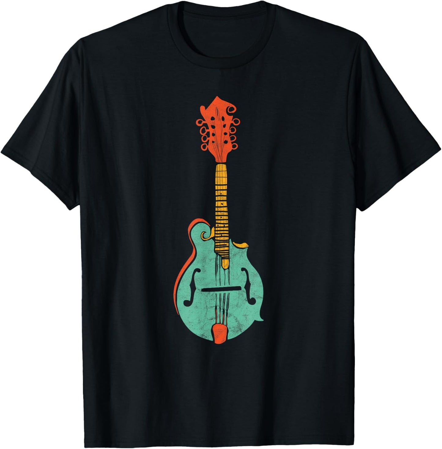 Funky Retro Mandolin Minimalist String Instrument Graphic T-Shirt - T-Shirt | Black