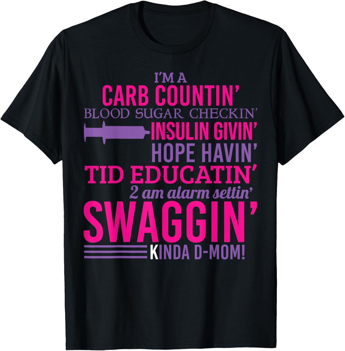 T1D Diabetic Funny Type 1 Diabetes Awareness Men Women Kid T-Shirt - T-Shirt | Black