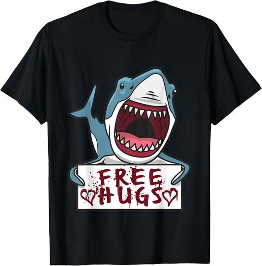 Shark Giving Free Hugs - Funny Shark Quotes T-Shirt - T-Shirt | Black