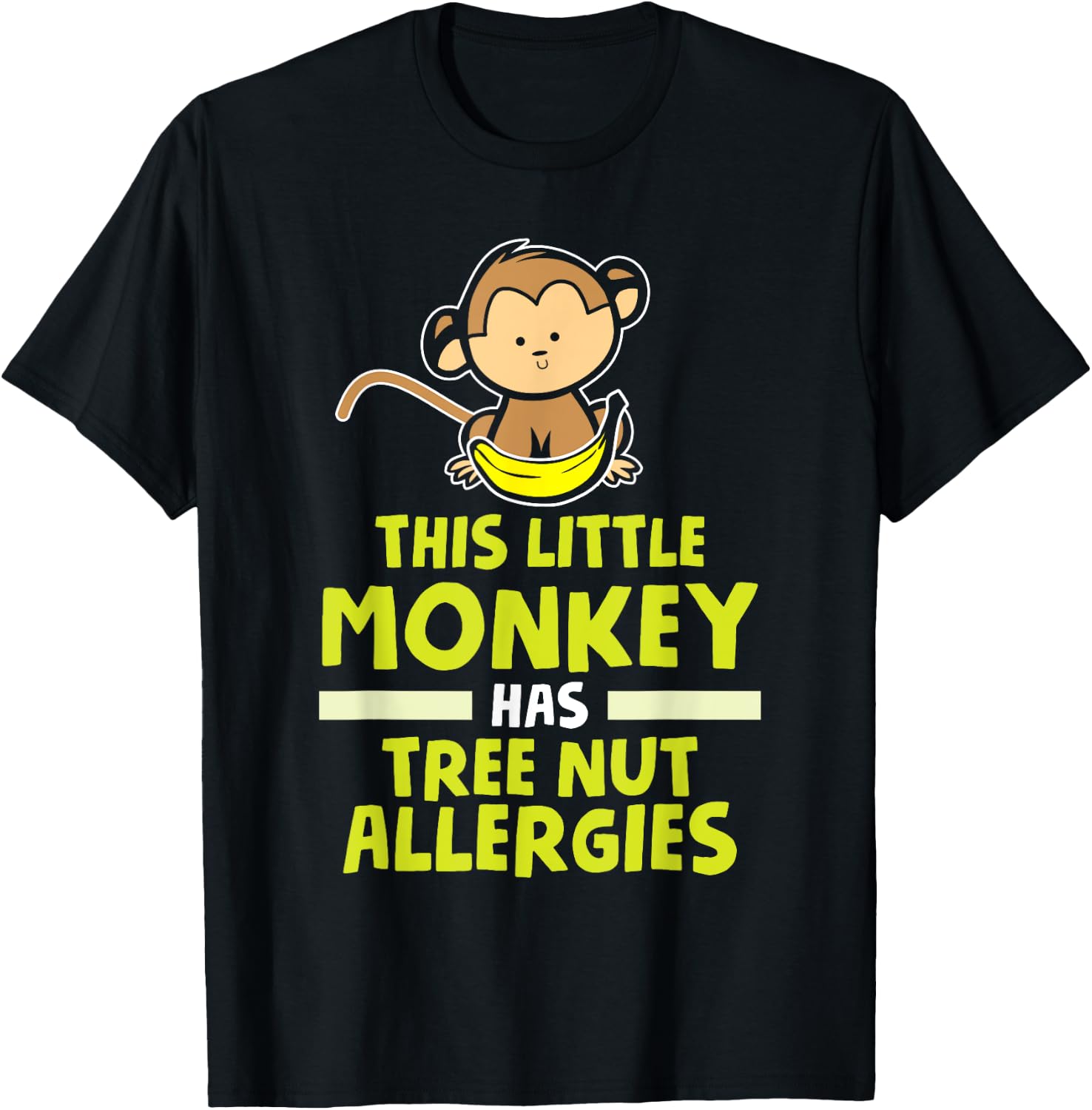 Little Monkey Has Tree Nut Allergies T-Shirt - T-Shirt | Black