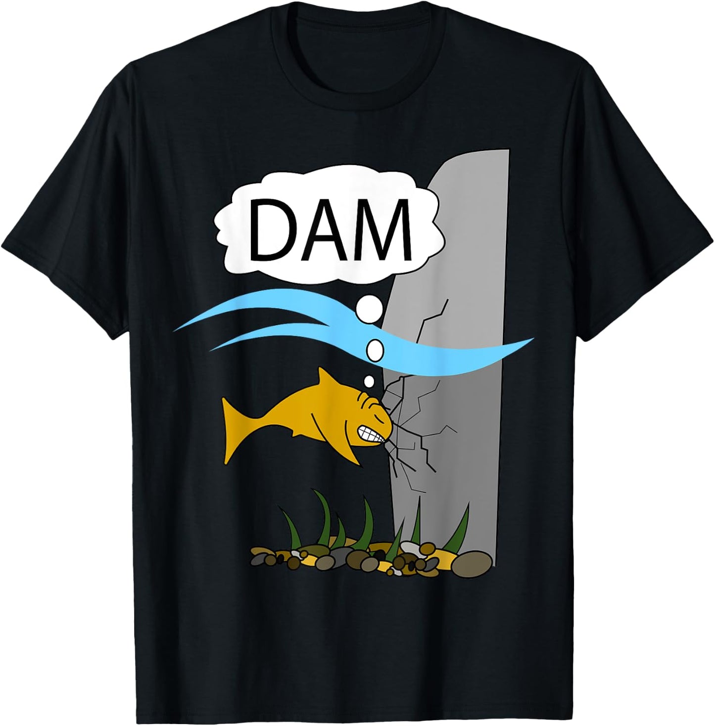 Dam Funny Fish T-Shirt - T-Shirt | Black